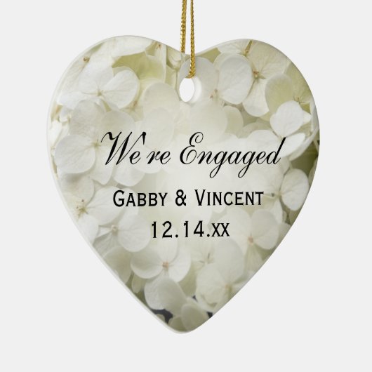 White Hydrangea Verlobung Keramikornament (Rechts)