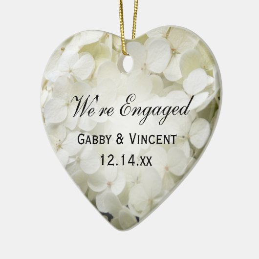 White Hydrangea Verlobung Keramikornament (Links)