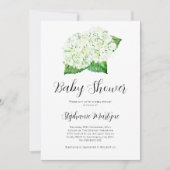 White Hydrangea Wassercolor Botanical Baby Dusche Einladung (Vorderseite)