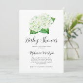 White Hydrangea Wassercolor Botanical Baby Dusche Einladung (Stehend Vorderseite)