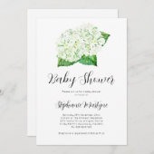 White Hydrangea Wassercolor Botanical Baby Dusche Einladung (Vorne/Hinten)