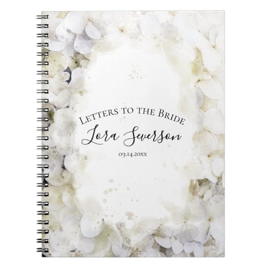 White Hydrangea Wasserfarbe Buchstaben an die Brau Notizblock (Vorderseite)