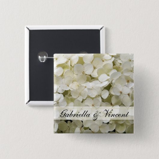 White Hydrangea Wedding Button (Vorne & Hinten)