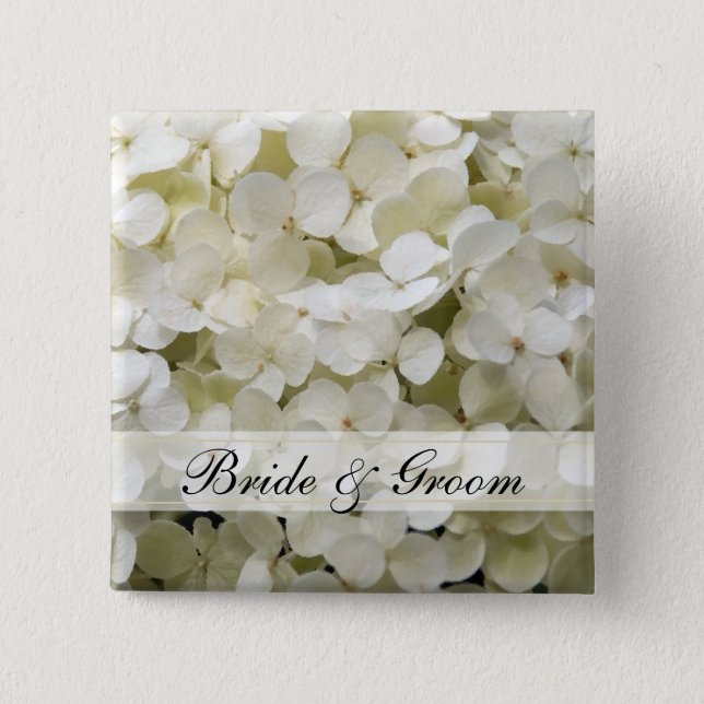 White Hydrangea Wedding Button (Vorderseite)