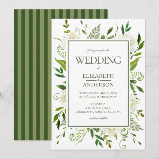 White Hydrangea Wedding Einladung (Vorne/Hinten)