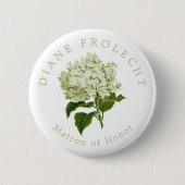 White Hydrangea Wedding Party Matron of Honour Button (Vorderseite)