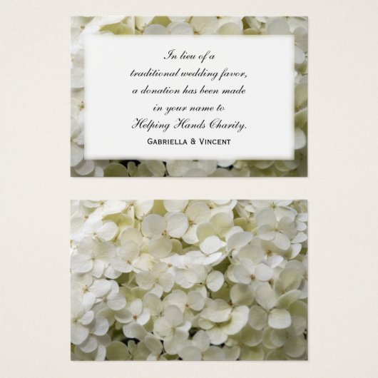 White Hydrangea Wedding Wohltätigkeit Favoriten (Vorne & Hinten)