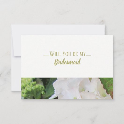 White Hydrangea wirst du meine Bridesmaid sein Einladung (Vorderseite)