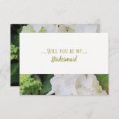 White Hydrangea wirst du meine Bridesmaid sein Einladung (Vorne/Hinten)