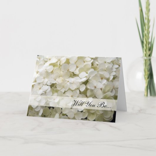 White Hydrangea wirst du meine Bridesmaid sein Einladung (Vorderseite)