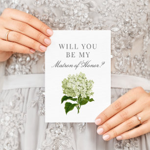 White Hydrangea wirst du meine Ehrenmatrone sein Karte