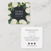 White Hydrangea Wreath Quadratische Visitenkarte (Vorne/Hinten)