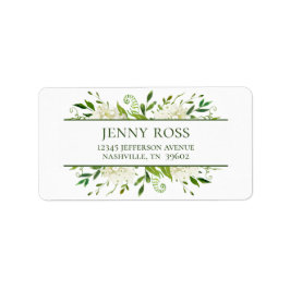 White Hydrangeas Baby Dusche Rücksendeadresse Adressaufkleber