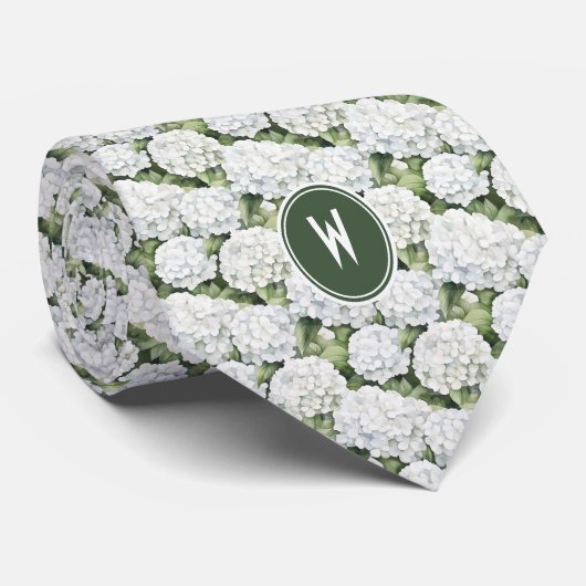 White Hydrangeas Floral Krawatte (Gerollt)