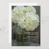 White Hydrangeas Mason Jar Wedding Einladung (Vorne/Hinten)