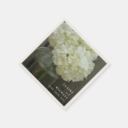 White Hydrangeas Mason Jar Wedding Serviette (Ecke)