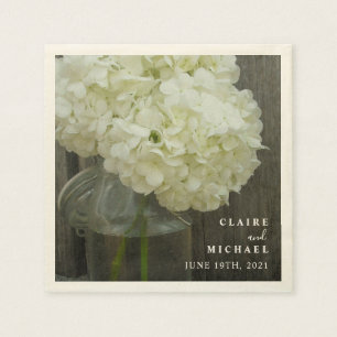White Hydrangeas Mason Jar Wedding Serviette
