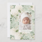 White Hydrangeas Vintage Baby Birth Announcement Einladung (Vorderseite)