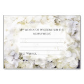 White Hydrangeas Watercolor Hochzeitsratgeber Kart Tischnummer (Rückseite)