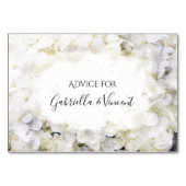 White Hydrangeas Watercolor Hochzeitsratgeber Kart Tischnummer (Vorderseite)
