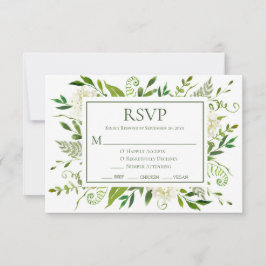 White Hydrangeas Wedding RSVP Karte