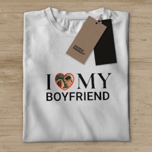 White I Liebe My Boyfriend Foto T - Shirt