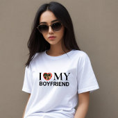 White I Liebe My Boyfriend Foto T - Shirt