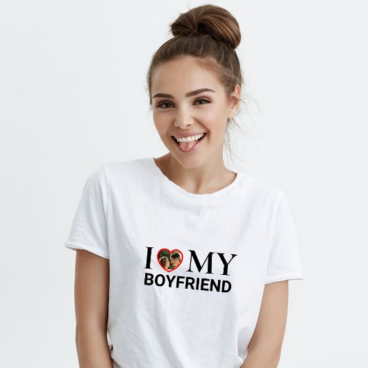White I Liebe My Boyfriend Foto T - Shirt