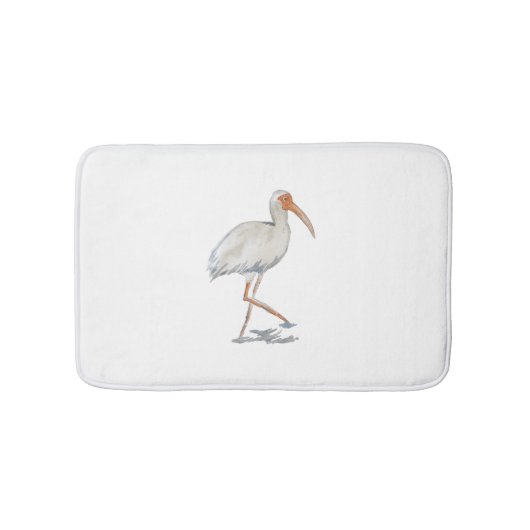 White Ibis Beach Coastal Bird Malerei Badematte (Vorderseite)