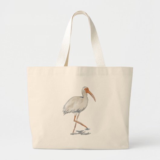 White Ibis Bird Malerei Beach Art Jumbo Stoffbeutel (Vorne)