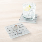 White Ibis Nautical Beach Deco Glass Untersetzer (Schrägansicht)