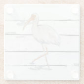 White Ibis Nautical Beach Deco Glass Untersetzer (Rückseite)