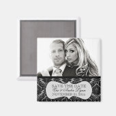 White Ice Lavish Damask Speichern Sie das Date Mag Magnet (Vorderseite/Rückseite)