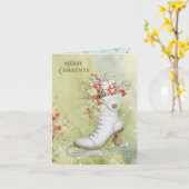 White Ice Skate Weihnachten Karte (Gelbe Blume)