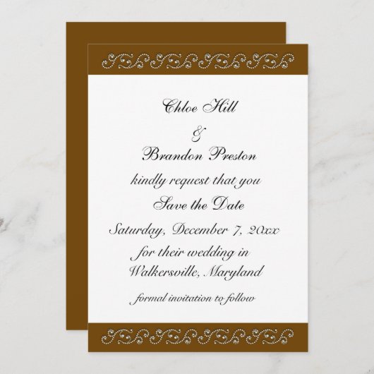 White Icing auf Schokolade Save the Date (Vorne/Hinten)