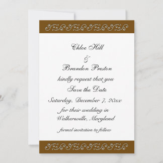 White Icing auf Schokolade Save the Date