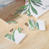 White Illustrated Leaf Wreath Foto Frame Puzzle (Seite)