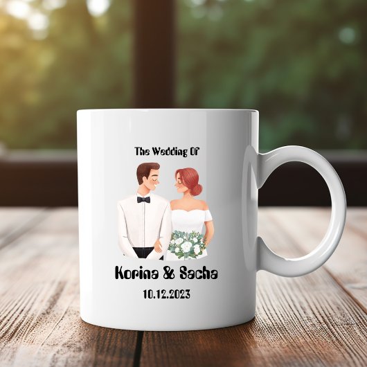White Illustration Hochzeitsgeschenke Print Tasse