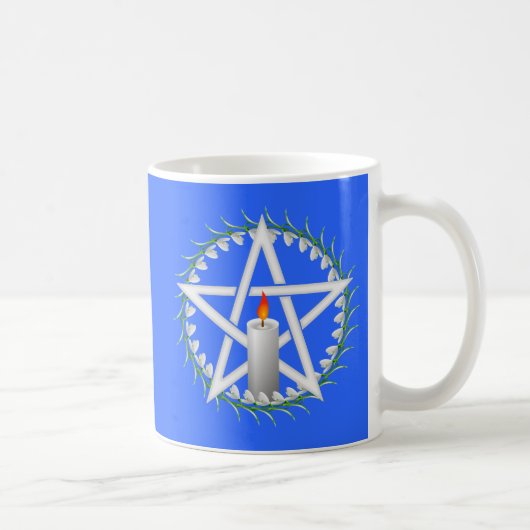 White Imbolc Pentagram mit Snowdrops Kaffeetasse (Rechts)