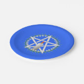 White Imbolc Pentagram mit Snowdrops Pappteller (Schrägansicht)