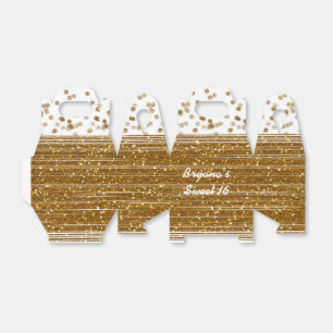 White & Imitate Gold Confetti Dots Gefälligkeitsbo Geschenkschachtel