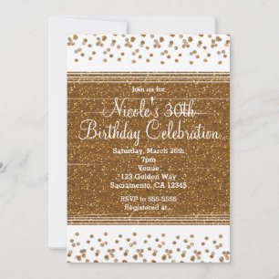 White & Imitate Gold Confetti Dots Party Einladung