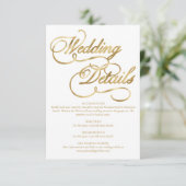 White & Imitats Gold Foil Calligrafy Formal Weddin Begleitkarte (Stehend Vorderseite)