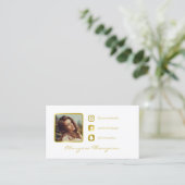 White & Imitats Gold Foto Social Media Telefonnummerkarte (Stehend Vorderseite)