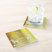 White Imitats Gold Frohe Weihnachtsglas Untersetze Glasuntersetzer (Schrägansicht)