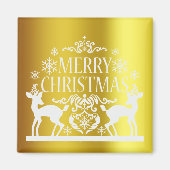 White Imitats Gold Frohe Weihnachtsmagnet Magnet (Vorne)