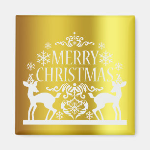 White Imitats Gold Frohe Weihnachtsmagnet Magnet