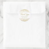White Imitats Gold Glitzer Gastgeschenk Hochzeit V Runder Aufkleber (Tasche)