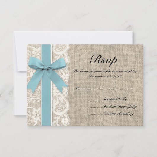 White Imitats Lace and Burlap UAWG - Glacier RSVP Karte (Vorderseite)