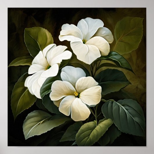 White Impatients Blume Art Print Poster (Vorne)